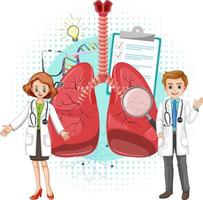 Doctor and human lungs on white background vector