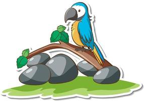 A parrot bird standing on a branch sticker vector