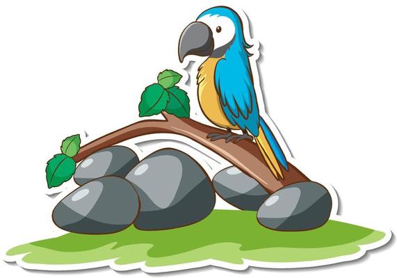 A parrot bird standing on a branch sticker