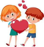 Kid holding heart on white background vector