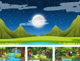 Set of different nature horizontal scene with various wild animals vector