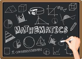 Hand writing math formula on blackboard vector