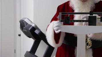 Santa Claus upset to see weight on scale