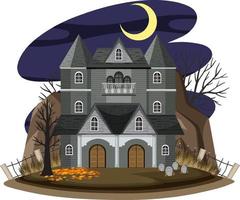 Haunted house at night scene vector