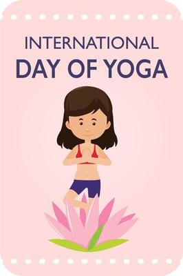 International day of Yoga banner with woman doing yoga exercise