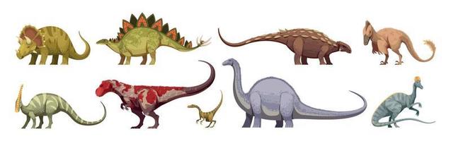 conjunto de dibujos animados de dinosaurios vector