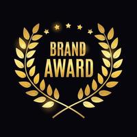 Brand Award Golden Label Sign. Vector Illustration