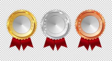 Silver and Bronze Medal Icon Sign First, Second and Third Place vector