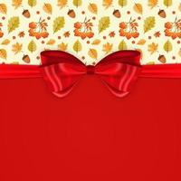 Beautiful Background with Autumn Falling Leaves, Red Bow and Ribbon. vector