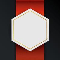 Abstract Empty Frame with Red ribbon and Golden Elements. vector