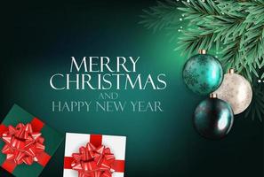 Holiday New Year and Merry Christmas Background with realistic tree vector