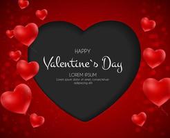 Happy Valentines Day Card with Heart. Vector Illustration