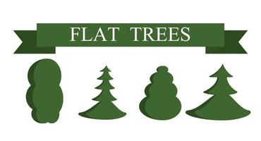 Paper Trendy Flat Trees Set Vector Illustration