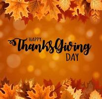 Abstract Happy Thanksgiving Day Background with Falling Autumn Leaves vector