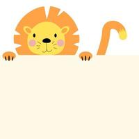 Cute animal lion with empty place for text. Vector Illustration