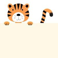 Cute animal tiger with empty place for text. Vector Illustration
