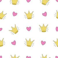 Simple seamless pattern with crowns and heart for invitation card vector