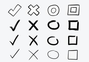 Free Vector  Check mark and cross square hand drawn collection