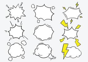 Vector collection of explosive and shocking cartoon blank speech bubbles.