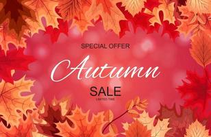 Abstract Autumn Sale Background with Falling Autumn Leaves vector