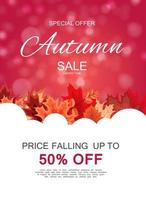 Abstract Autumn Sale Background with Falling Autumn Leaves vector