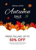 Abstract Autumn Sale Background with Falling Autumn Leaves vector