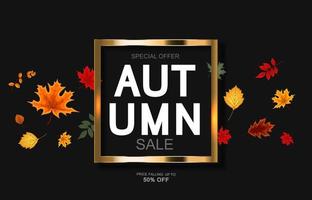 Abstract Autumn Sale Background with Falling Autumn Leaves vector