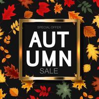 Abstract Autumn Sale Background with Falling Autumn Leaves vector