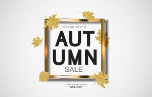 Abstract Autumn Sale Background with Falling Autumn Leaves vector