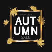 Abstract Autumn Sale Background with Falling Autumn Leaves vector