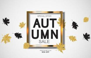 Abstract Autumn Sale Background with Falling Autumn Leaves vector