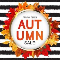 Abstract Autumn Sale Background with Falling Autumn Leaves vector