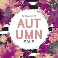Abstract Autumn Sale Background with Falling Autumn Leaves vector
