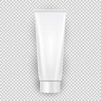 White blank cream bottle template top view with shadow isolated vector