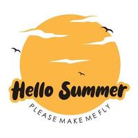 Hello Summer Sun For Shirts, Sticker, Sign, Decoration vector