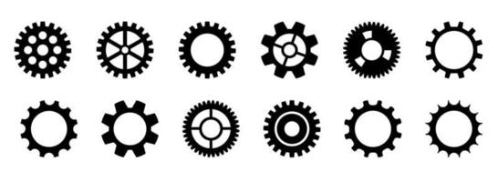 Black and white gears. Working mechanism. Vector Illustration EPS10