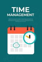 Time management concept with calendar date and clock icon. vector