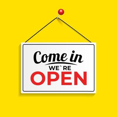 Come in We Are Open Icon Sign Vector Illustration