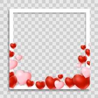 Empty Blank Photo Frame with Hearts Template for Media Post vector