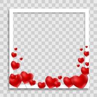Empty Blank Photo Frame with Hearts Template for Media Post vector