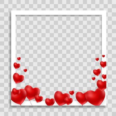 Empty Blank Photo Frame with Hearts Template for Media Post