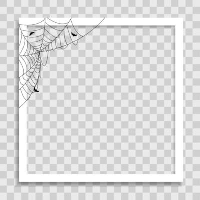 Empty Photo Frame Template with Spider Cobweb for Media Post