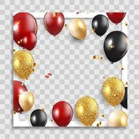 Empty Photo Frame with Party Holliday Balloons Template for Media Post vector