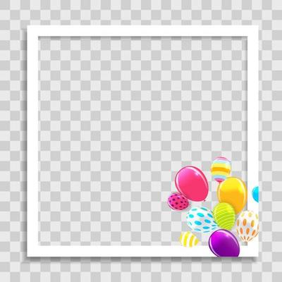 Empty Photo Frame with Party Holliday Balloons Template for Media Post