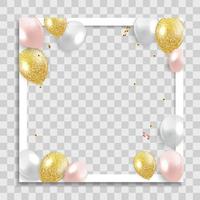 Empty Photo Frame with Party Holliday Balloons Template for Media Post vector