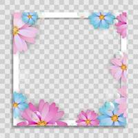 Empty Photo Frame Template with Spring Flowers for Media Post vector