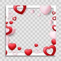 Empty Blank Photo Frame with Hearts Template for Media Post vector