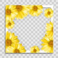 Plantilla de marco de fotos vacío con flores de primavera para publicación en los medios vector