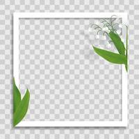 Plantilla de marco de fotos vacío con flores de primavera para publicación en los medios vector