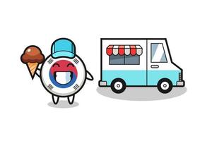 Mascot cartoon of south korea flag with ice cream truck vector